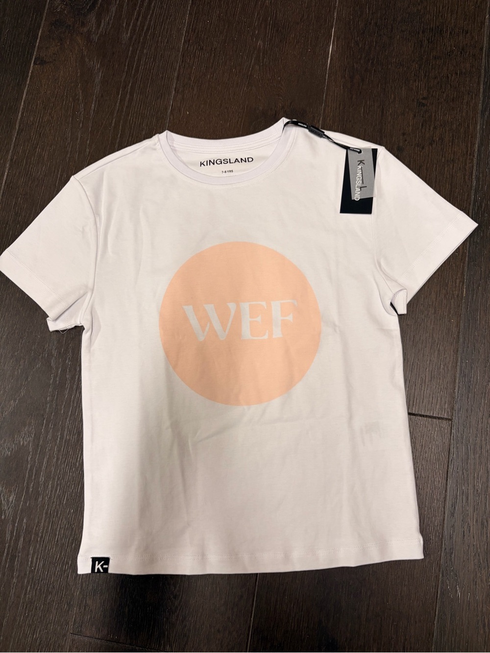 Kingsland Junior T-Shirt White WEF Circle Print Girls 7-8 NWT